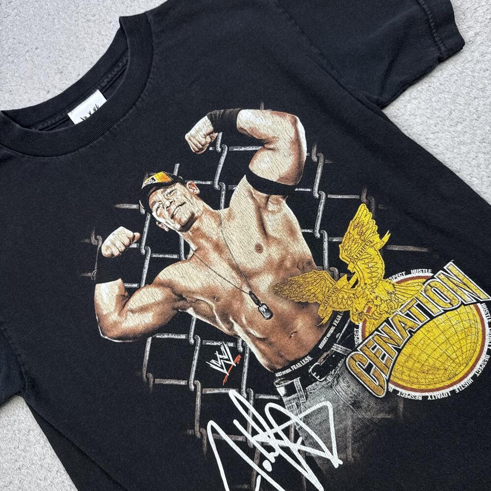 WWE Authentic Cenation Shirt Youth Large Black 2008 Wrestling Graphic Tee